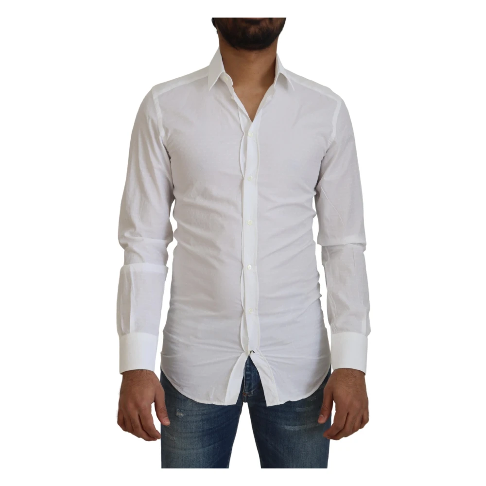 Dolce & Gabbana Men's White Cotton Slim Fit Formal Dress Shirt - Casual Shirts - Xs- Shirts