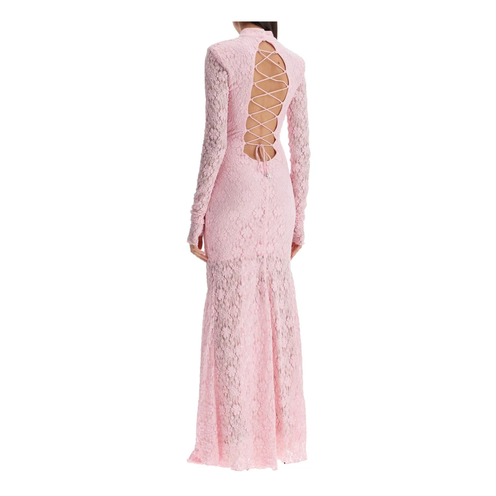 Rotate Birger Christensen Roze Kant Maxi Jurk voor Speciale Gelegenheden Pink Dames