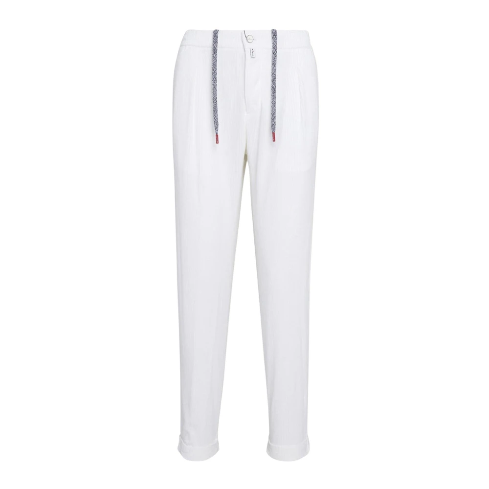 Kiton Witte katoenen ribfluwelen trekkoordbroek White Heren