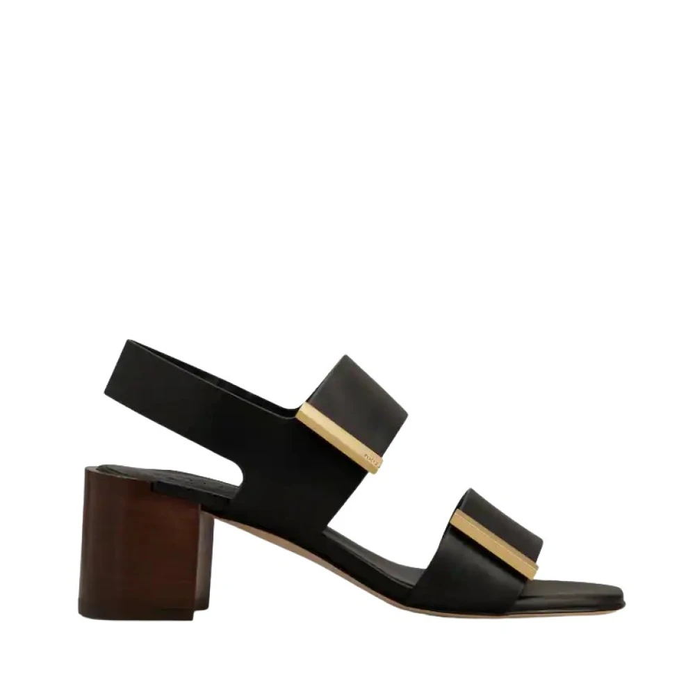 Tod's Women's Black High Heel Sandals, 3 Uk, Sandal With Two Leather Straps