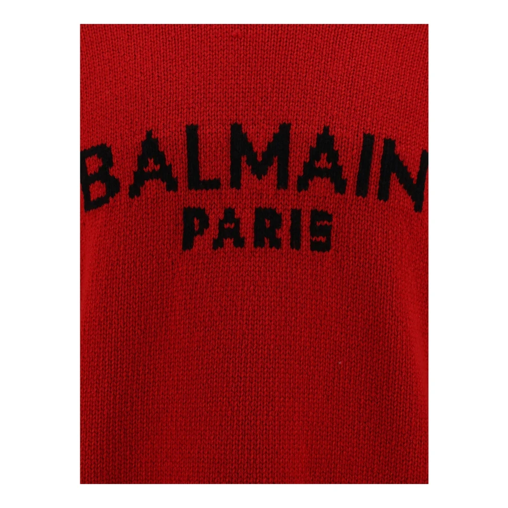 Balmain Logo Wollen Trui Red Heren
