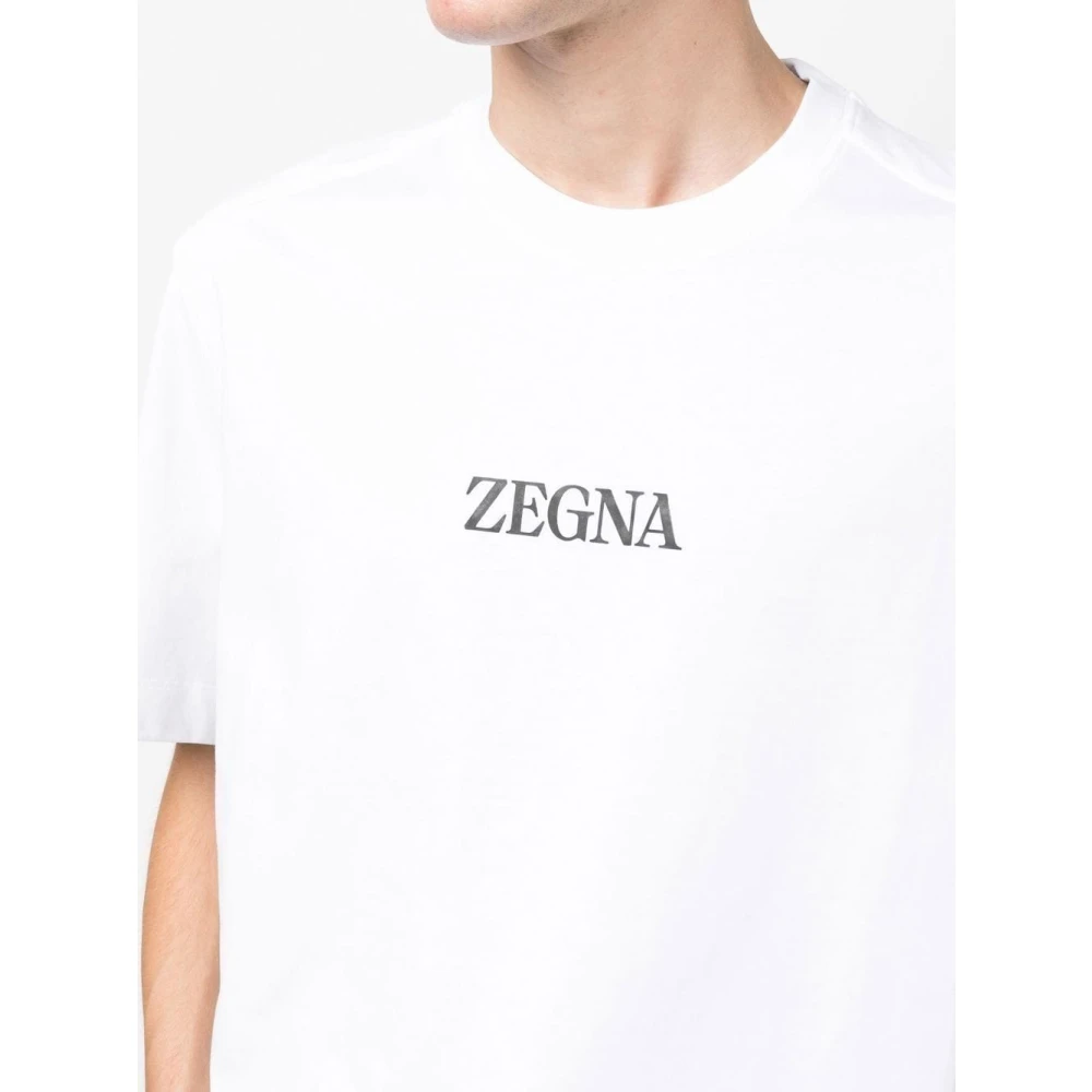 Ermenegildo Zegna Logo-print Crew-neck T-shirt White Heren