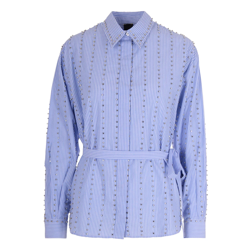 Pinko Chemise Rayée Ornée De Bijoux Femme Blouses Et Chemises Bleu 36 Fr