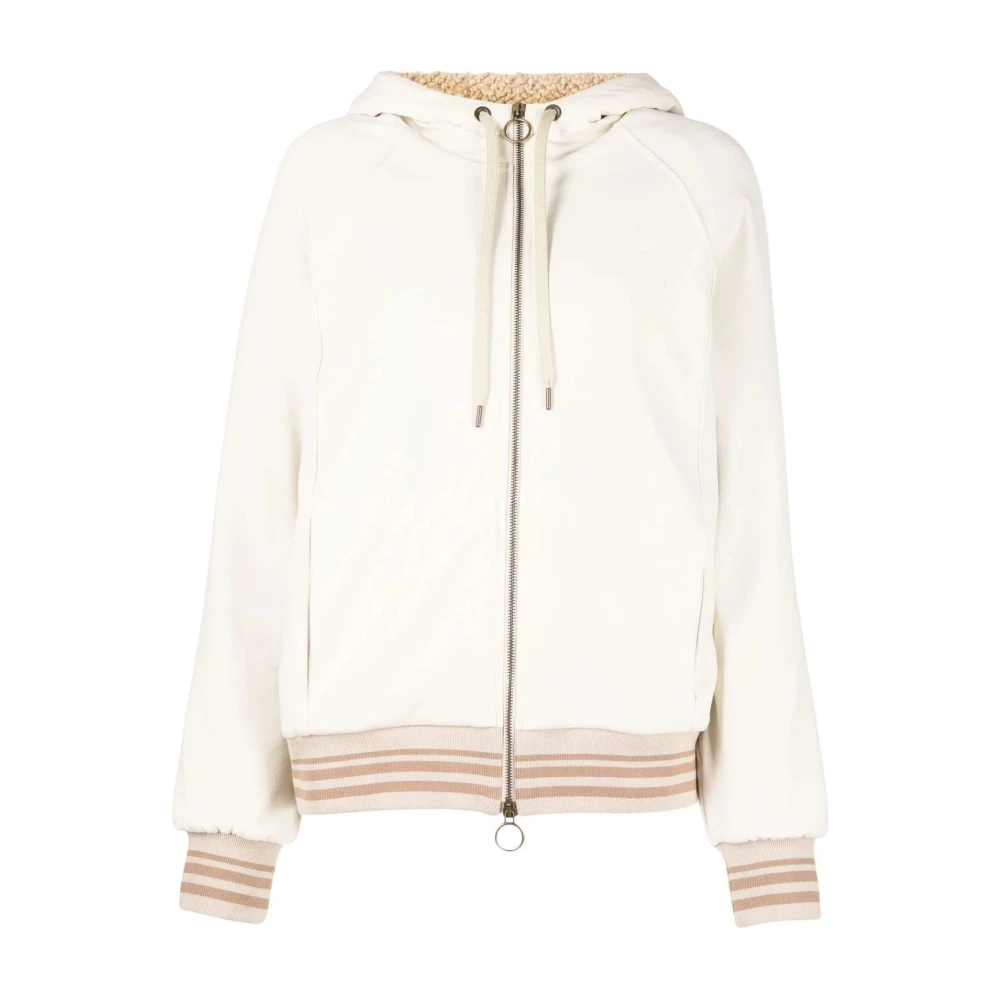Eleventy Women's Beige Zip-Throughs, L, Full Zip Sweatshirt