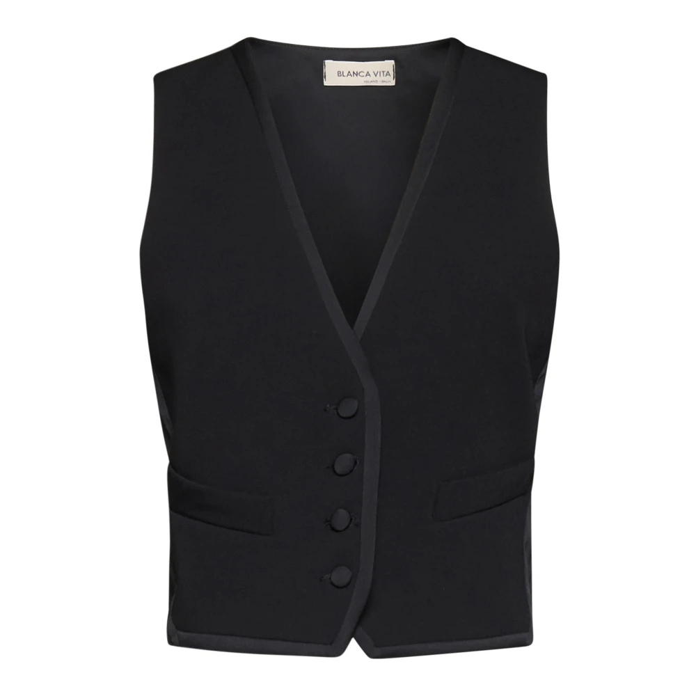 Blanca Vita Stijlvol Gilet Top Black Dames