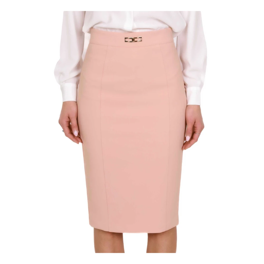 Elisabetta Franchi Roze kokerrok in crêpe Pink Dames