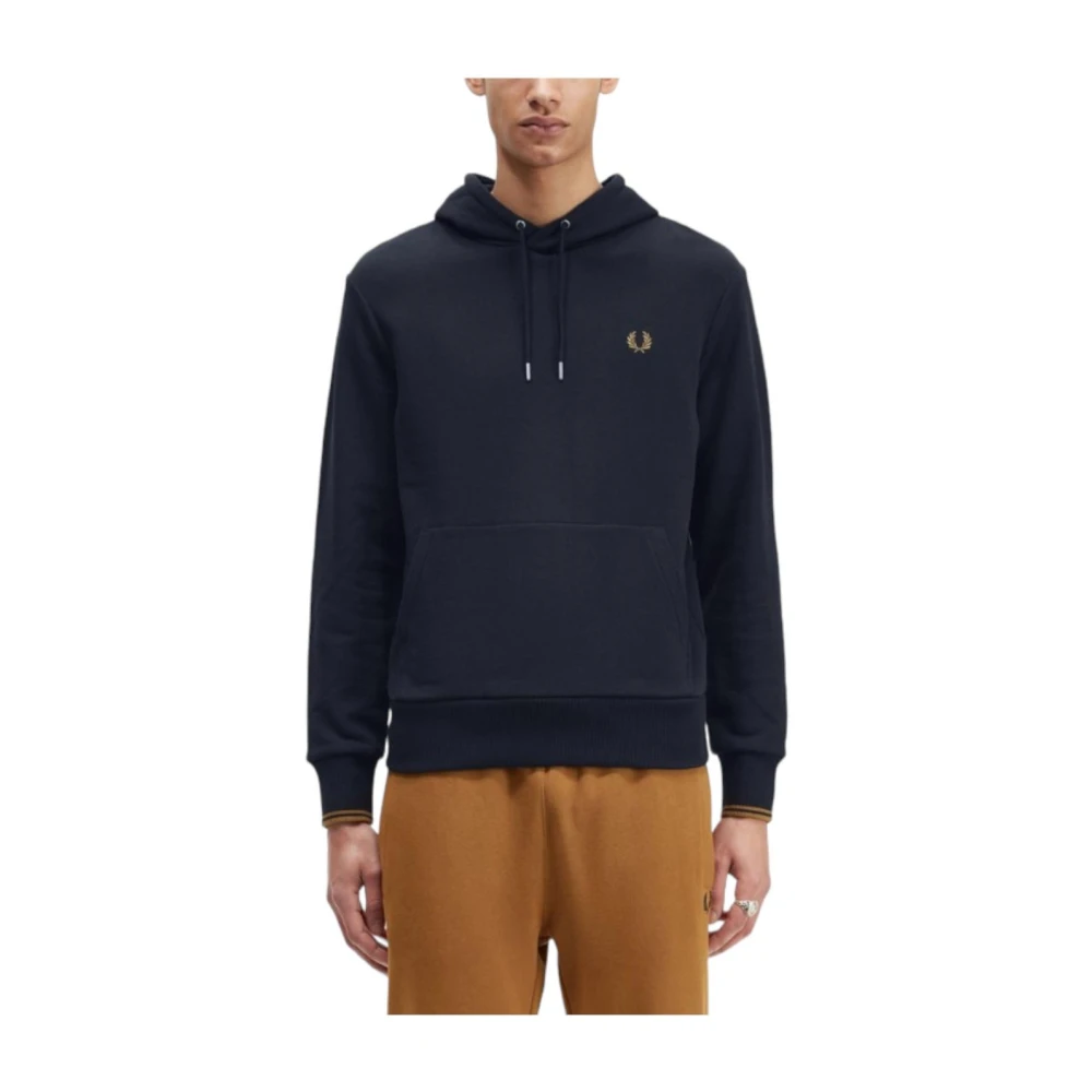 Fred Perry Men's Blue Iconic Hoodie With Laurel Wreath Logo