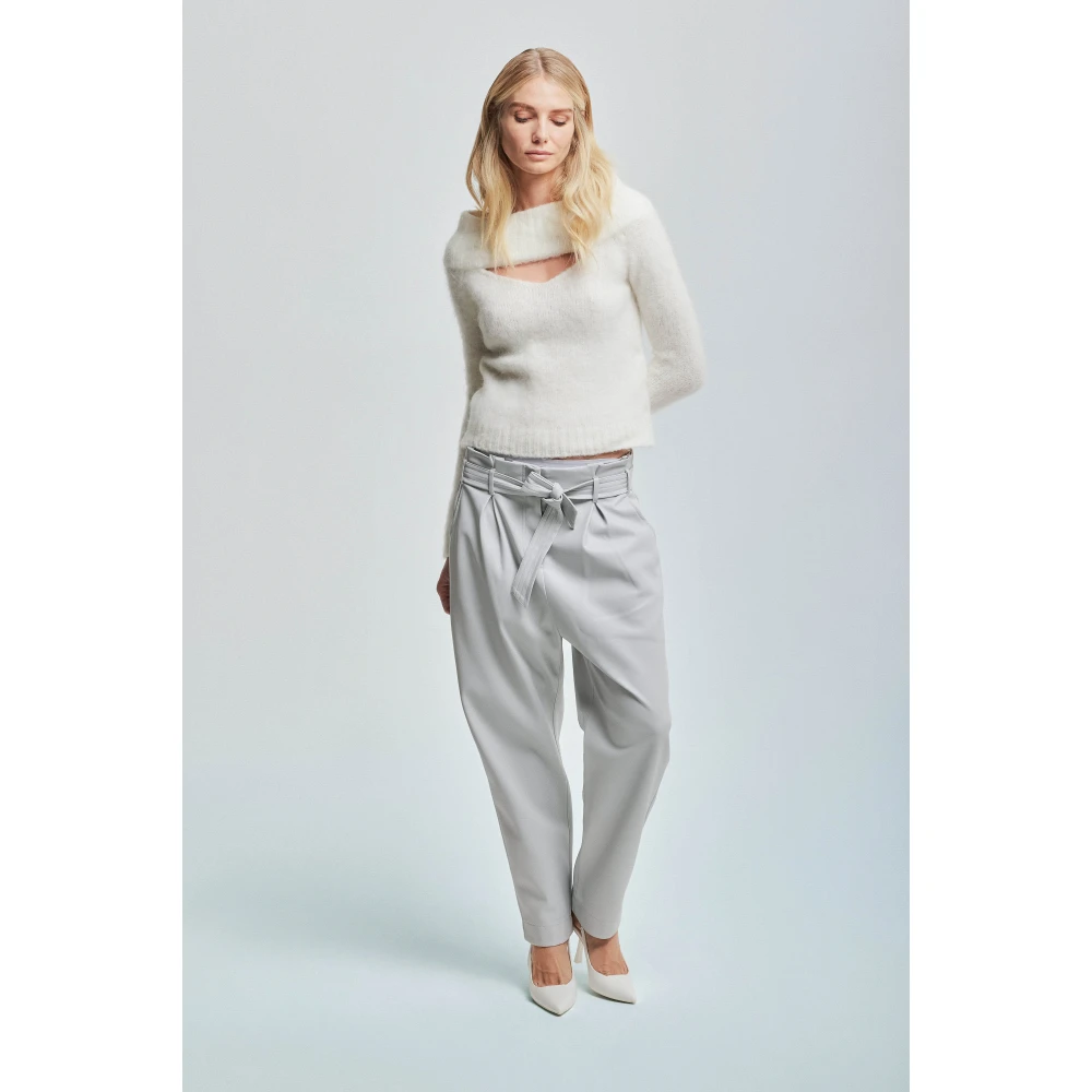 Kocca Elegant Paperbag Waist Trousers Gray Dames