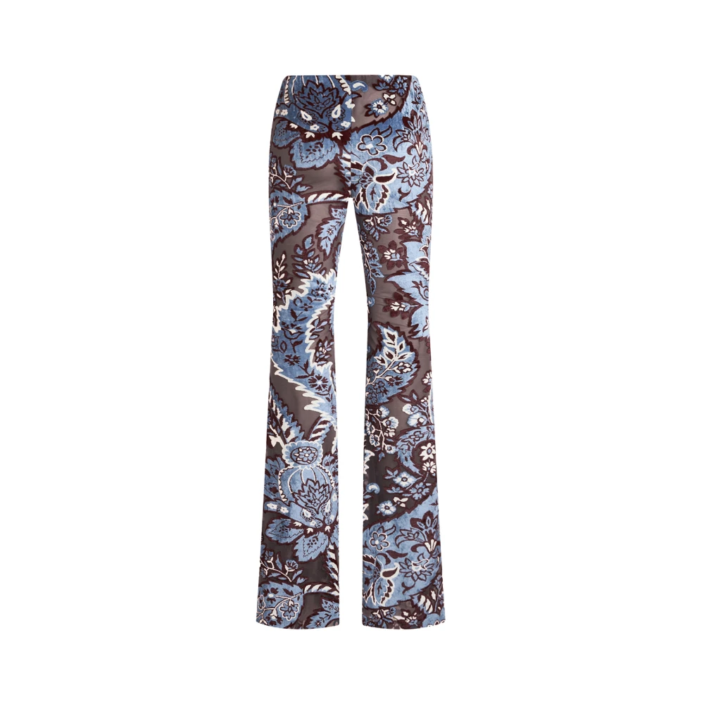 ETRO Blauwe Bloemen Paisley Fluweel Broek Multicolor Dames