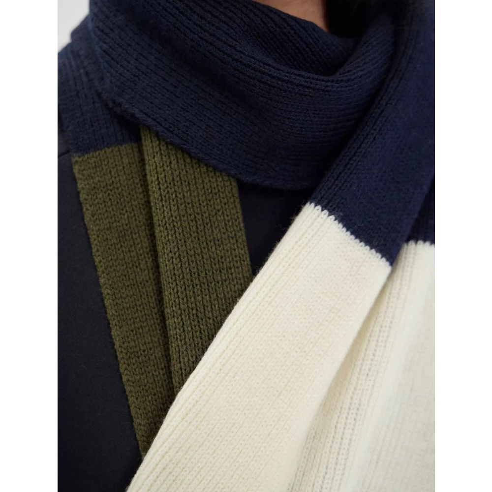 Ines De La Fressange Paris Ysée sjaal van wol marineblauw khaki en ecru Green Dames