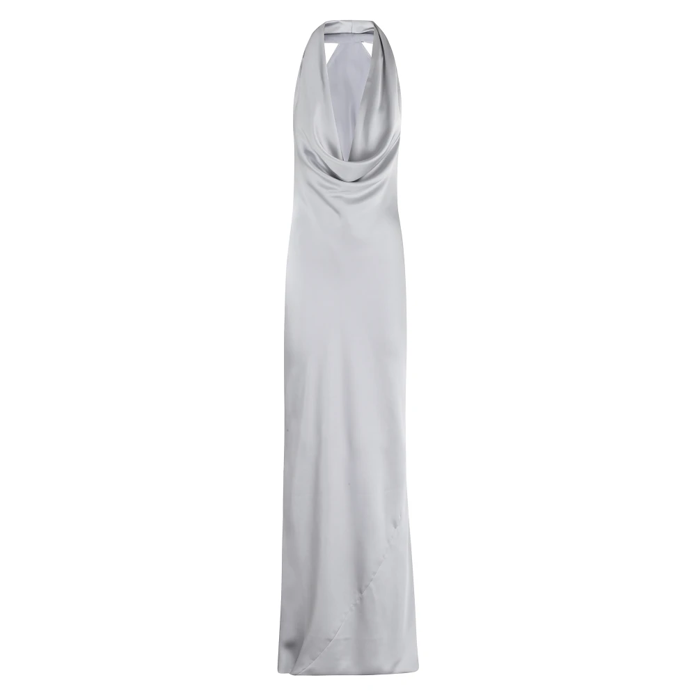 Norma Kamali Elegant Drape Bias Klänning Gray, Dam