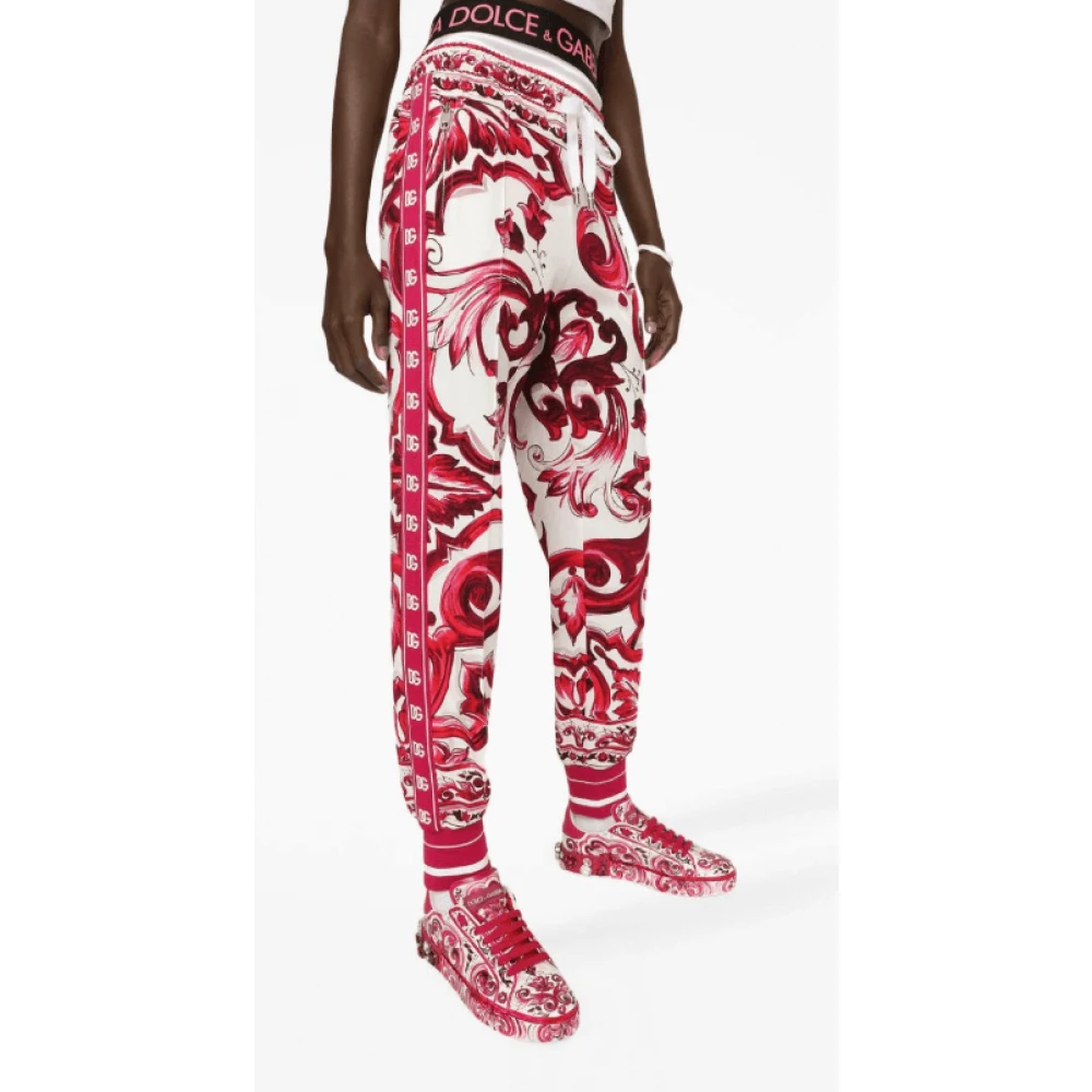 Dolce & Gabbana Majolica Print Track Pants Multicolor Dames