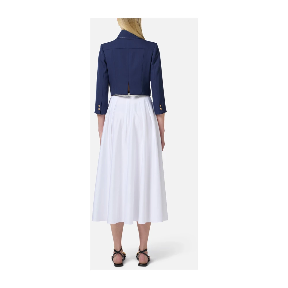 Elisabetta Franchi Blauwe Wol Cropped Jas Blue Dames