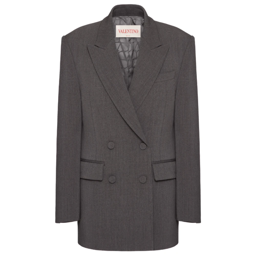 Valentino Antracietgrijze Blazer met Peak Revers Gray Dames