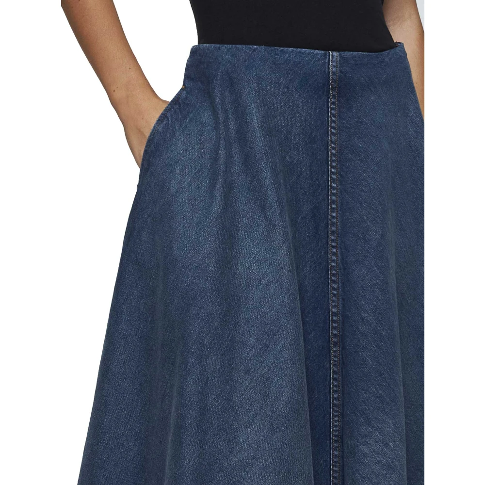 Khaite Blauwe Denim A-Lijn Rok Blue Dames