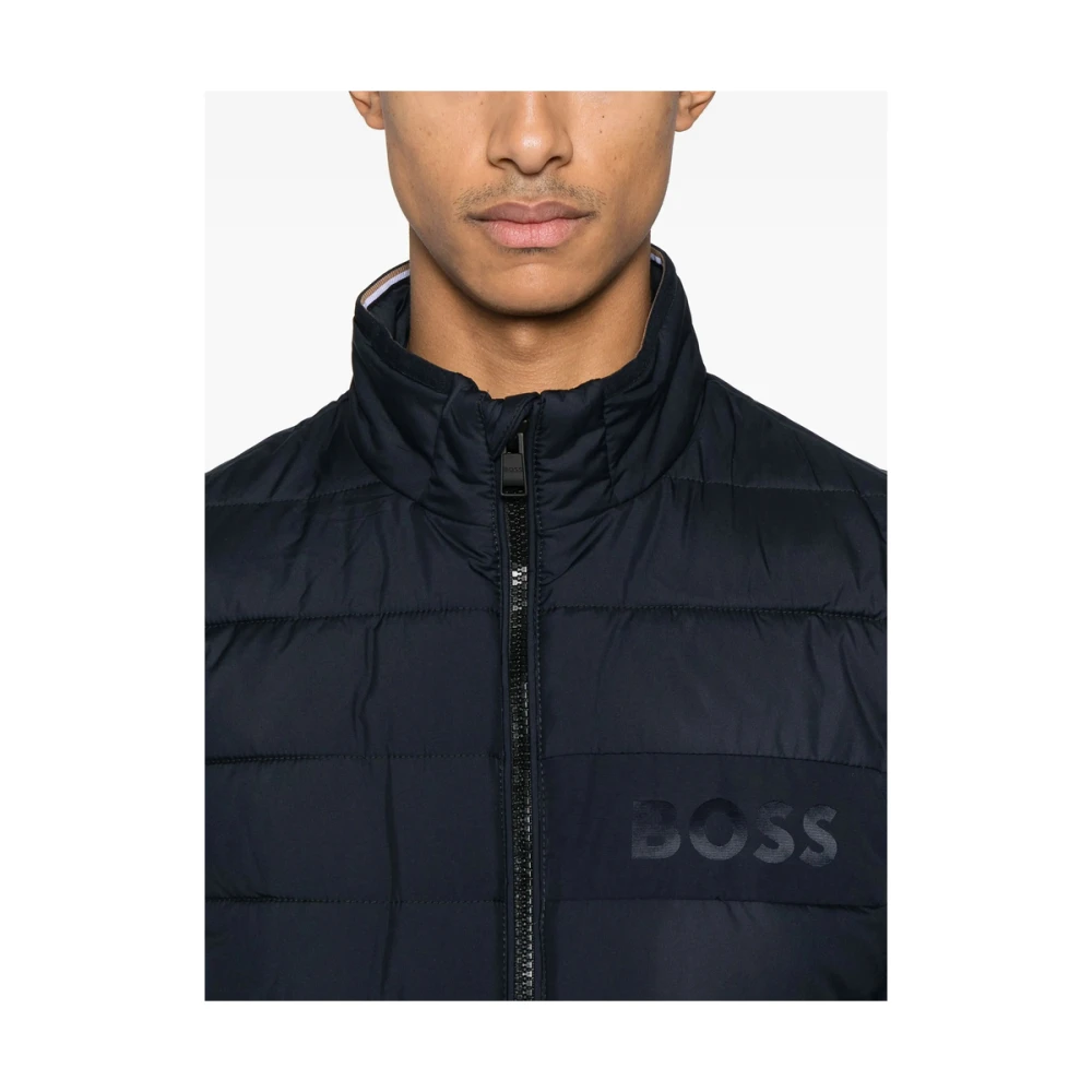 Hugo Boss Middernachtblauwe Rits Voorkant Buitenkleding Blue Heren