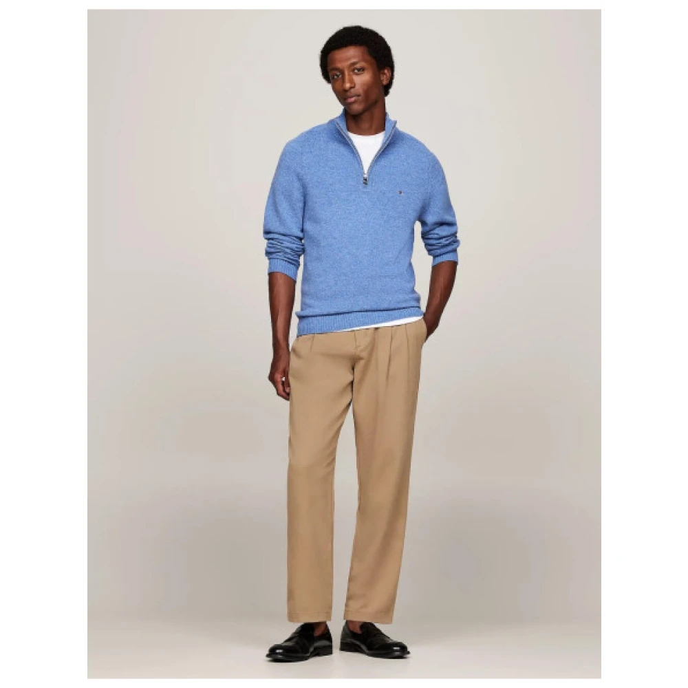 Tommy Hilfiger Wollen half-zip trui Blue Heren