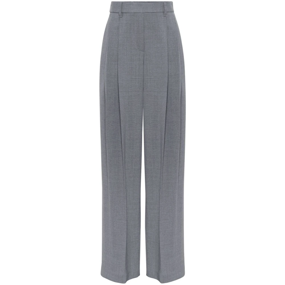 BRUNELLO CUCINELLI Grijze Wijde Pijp Broek van Wol Gray Dames