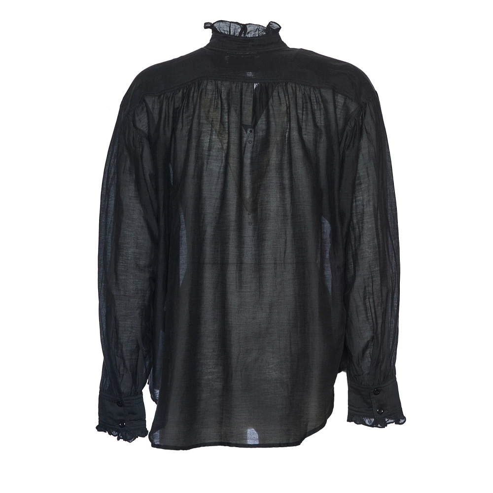 Isabel marant Elegante Zwarte Katoenen Voile Top Black Dames