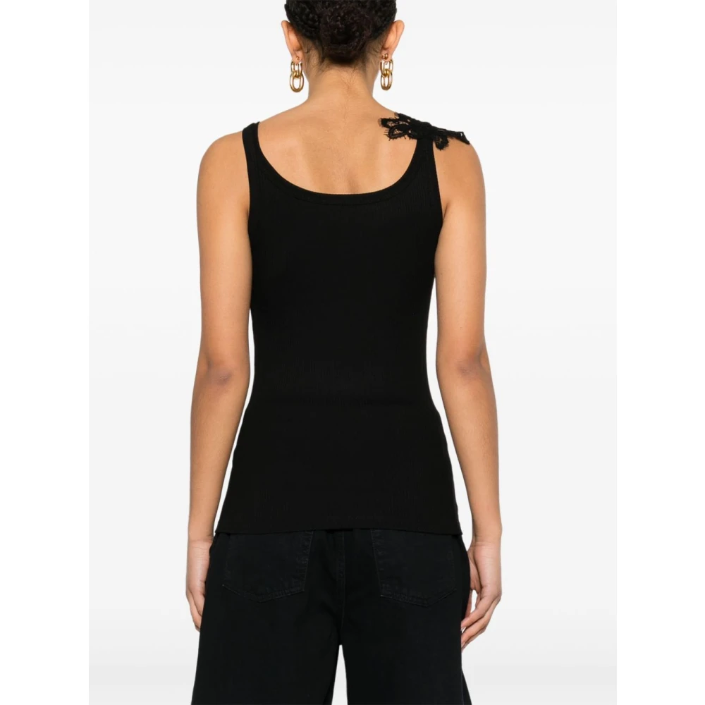 Ermanno Scervino Zwarte Mouwloze Geribbelde Top Black Dames