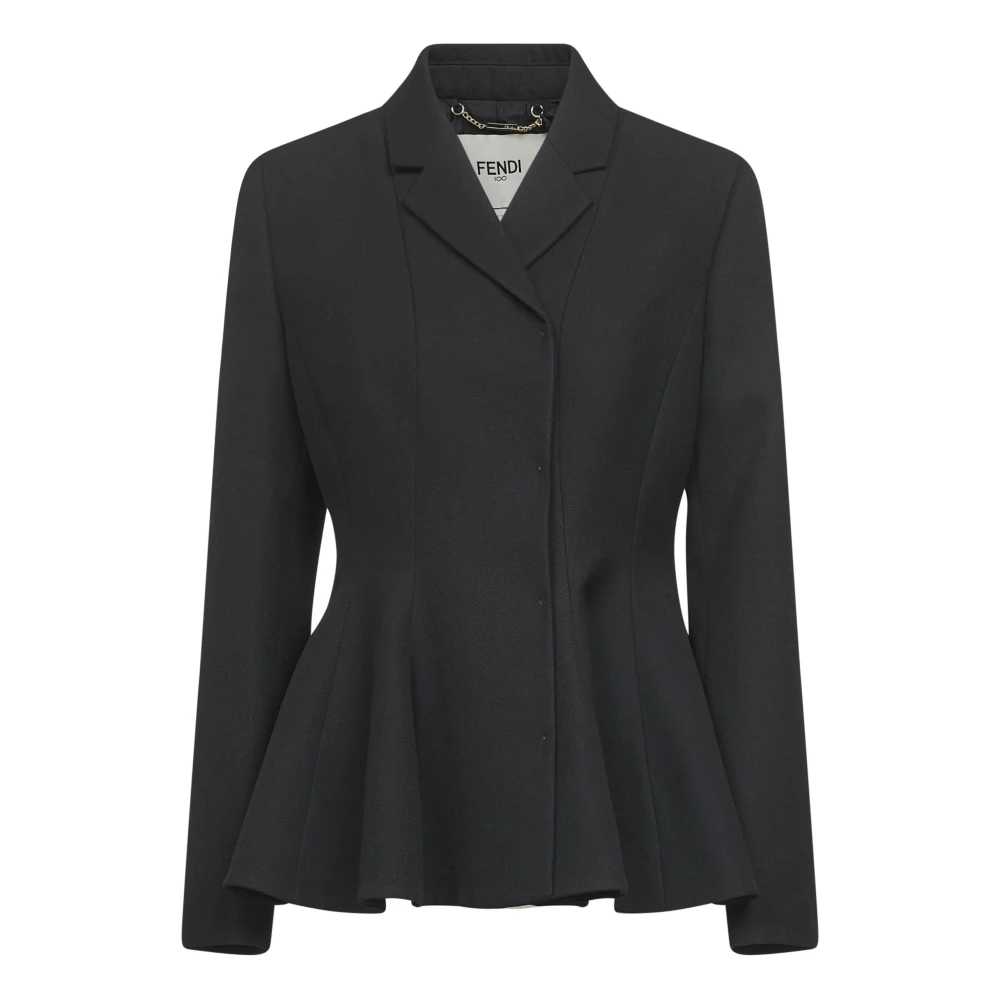 Fendi Women's Black Wool Peplum Jacket Small