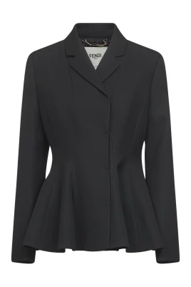 Svart Ull Peplum Jacka