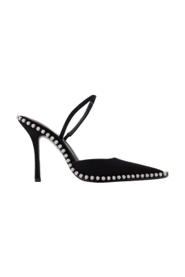 Svarta läder slingback klackar