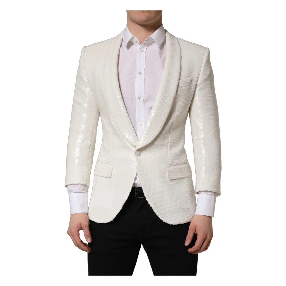 Dolce & Gabbana Men's White Viscose Single Breasted Blazer Jacket - Blazers - M - Jackets