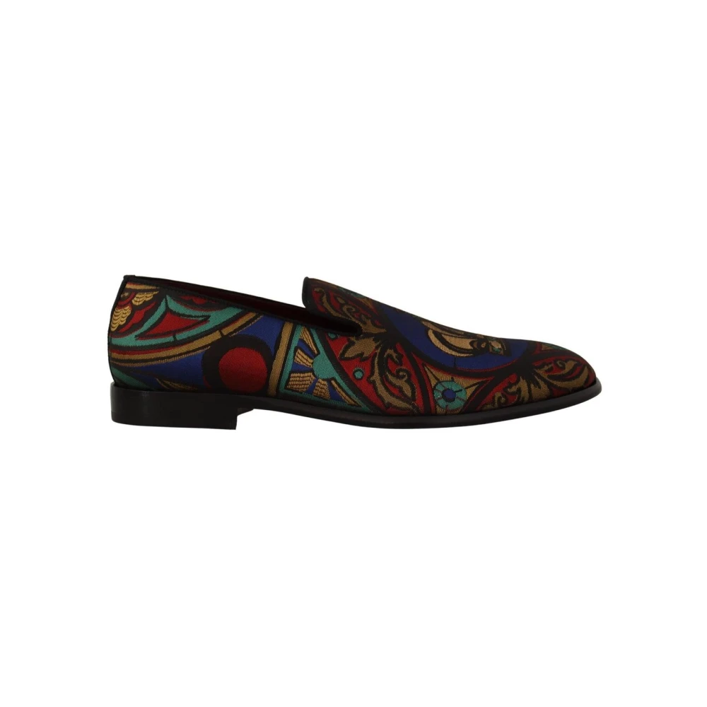 Dolce & Gabbana Multicolor Jacquard Crown Slippers Loafers Shoes - EU39/US6 - Image 3