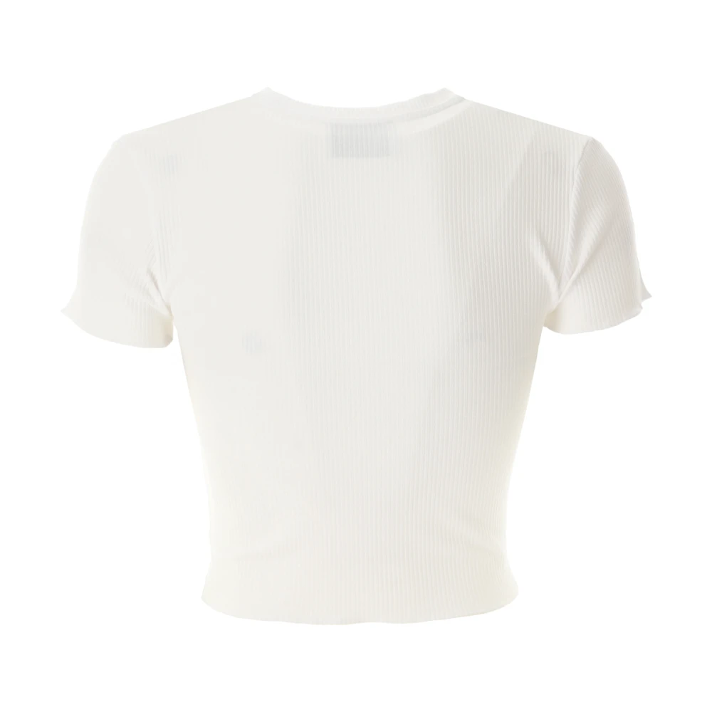 Moschino Logo Patch Cropped T-Shirt White Dames