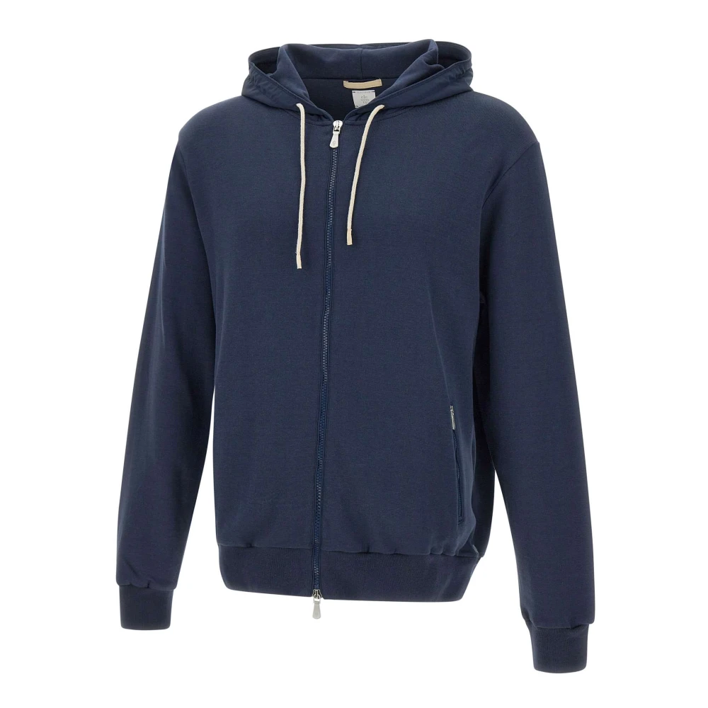 Eleventy Blauwe Katoenen Hoodie Blue Heren