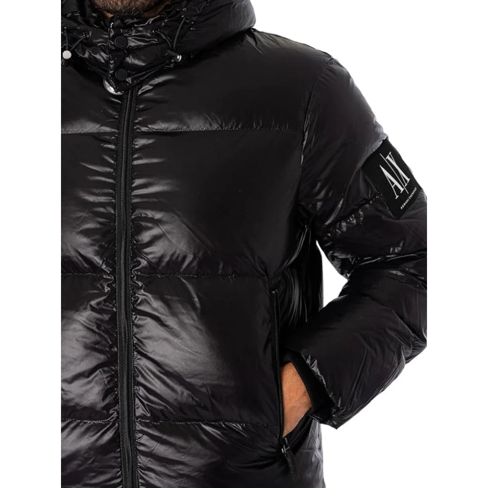 Armani Exchange Gewatteerde jas met capuchon Black Heren