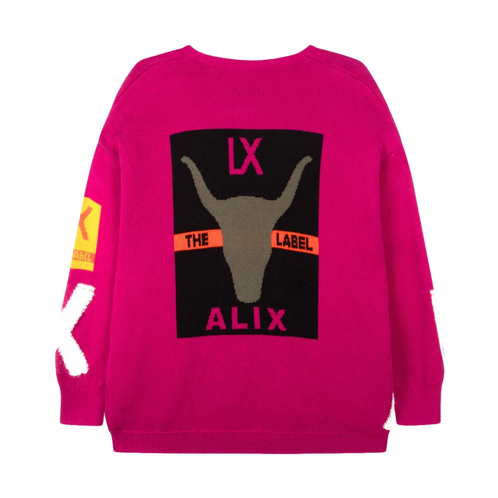 Alix The Label Gebreide Kunstwerk Pullover Pink Dames