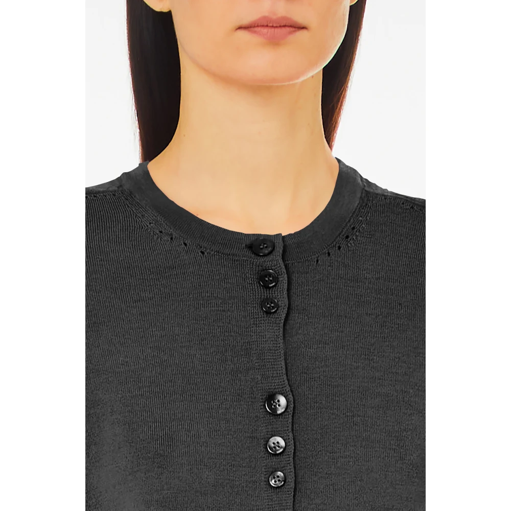 Liu Jo Zwarte Wollen Vest Lange Mouw Black Dames
