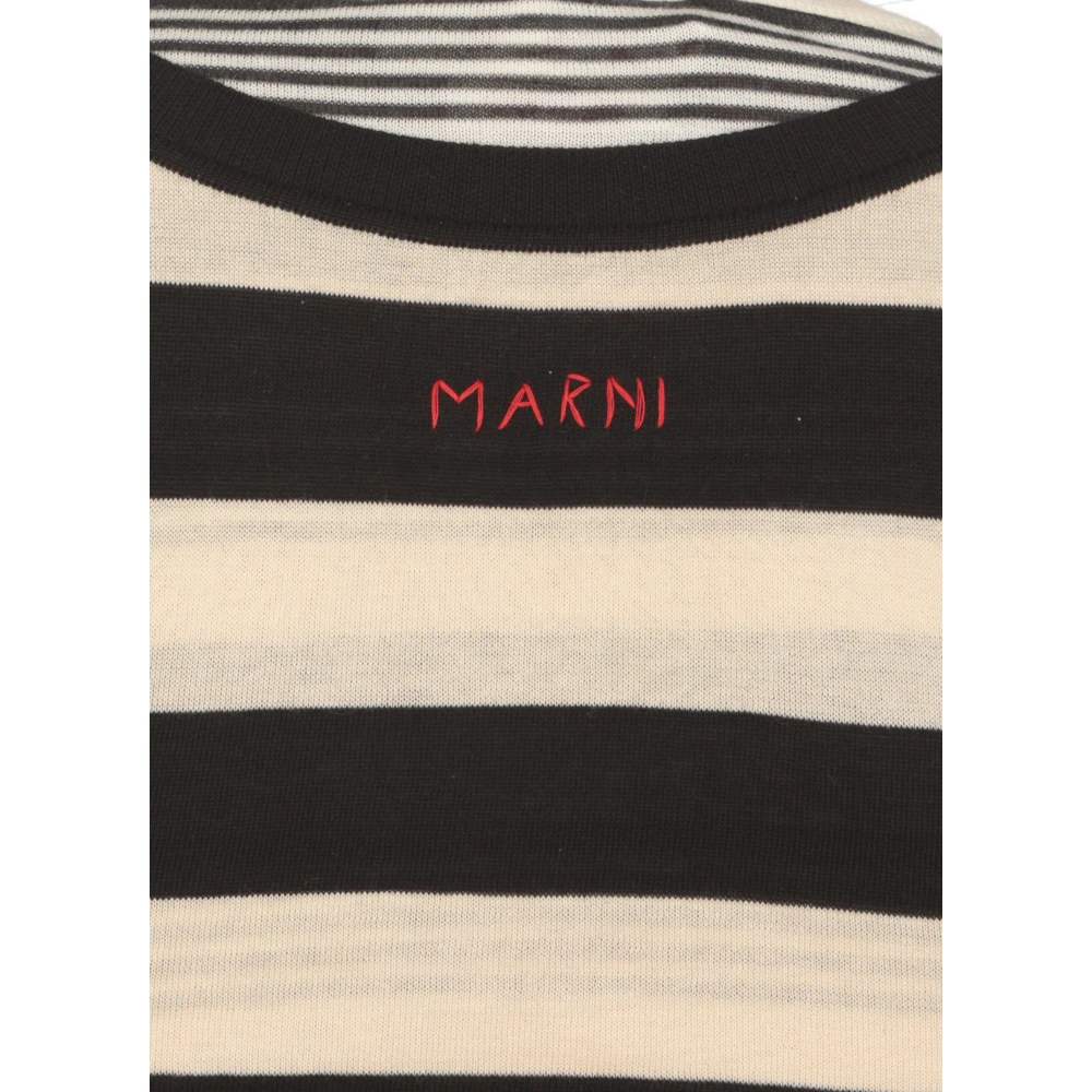 Marni Multicolor Katoenen Jurk Ronde Hals Lange Mouwen Multicolor Dames