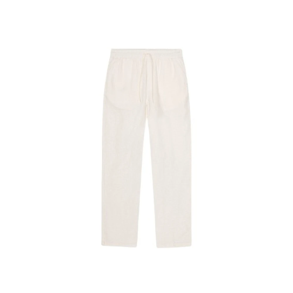 Les Deux Men's White Straight Trousers, S, Patrick Linen Trousers