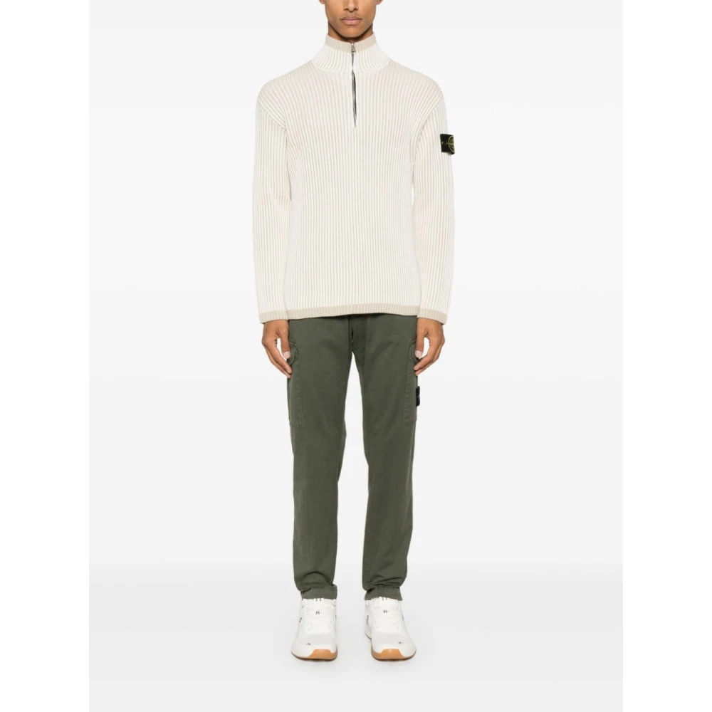 Stone Island Ribgebreide Hoge Hals Trui Beige Heren