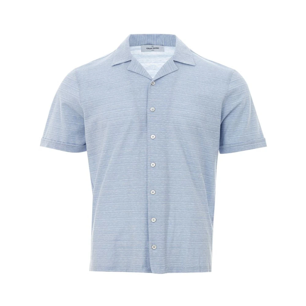 Gran Sasso Elegante lichtblauwe linnen-katoenen overhemd Blue Heren