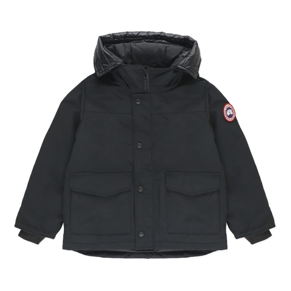 Canada Goose Barn Svart Vadderad Parkas Huva Jacka Black, Pojke