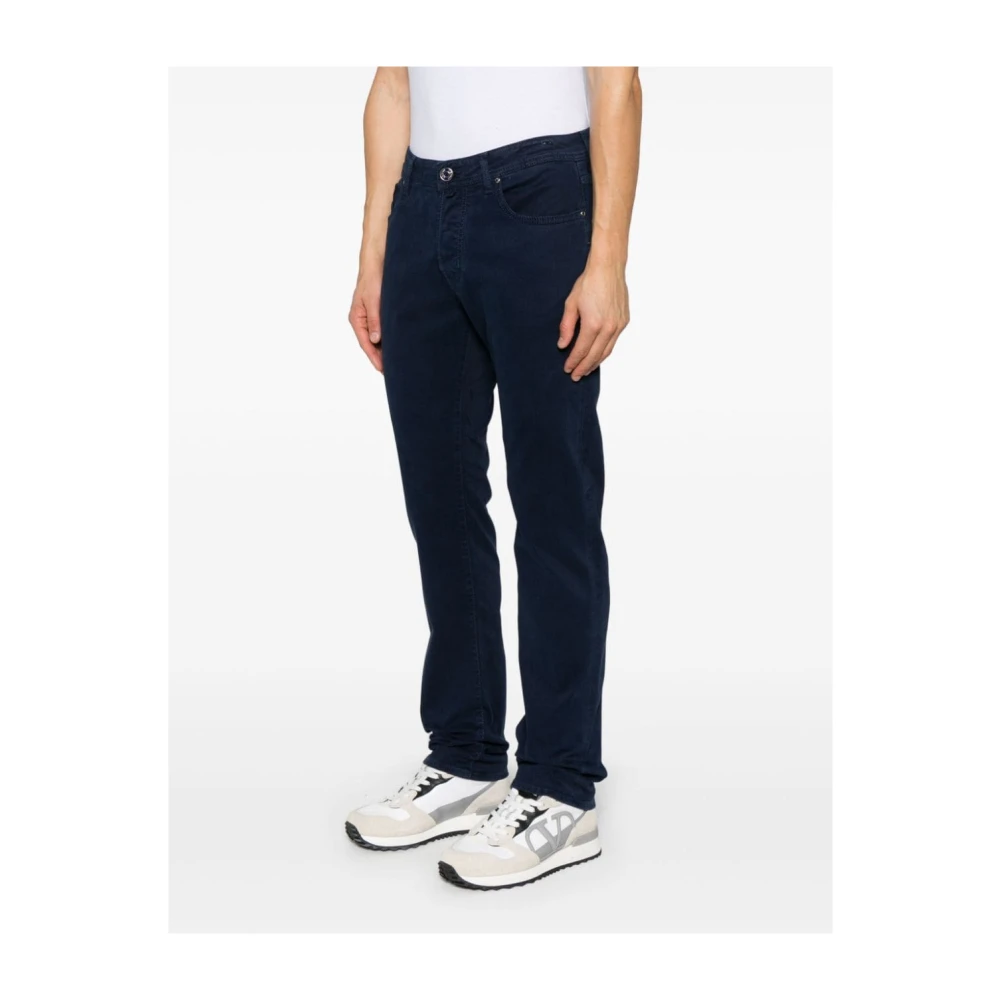 Jacob Cohën Blauwe Gestructureerde Tapered Leg Jeans Blue Heren