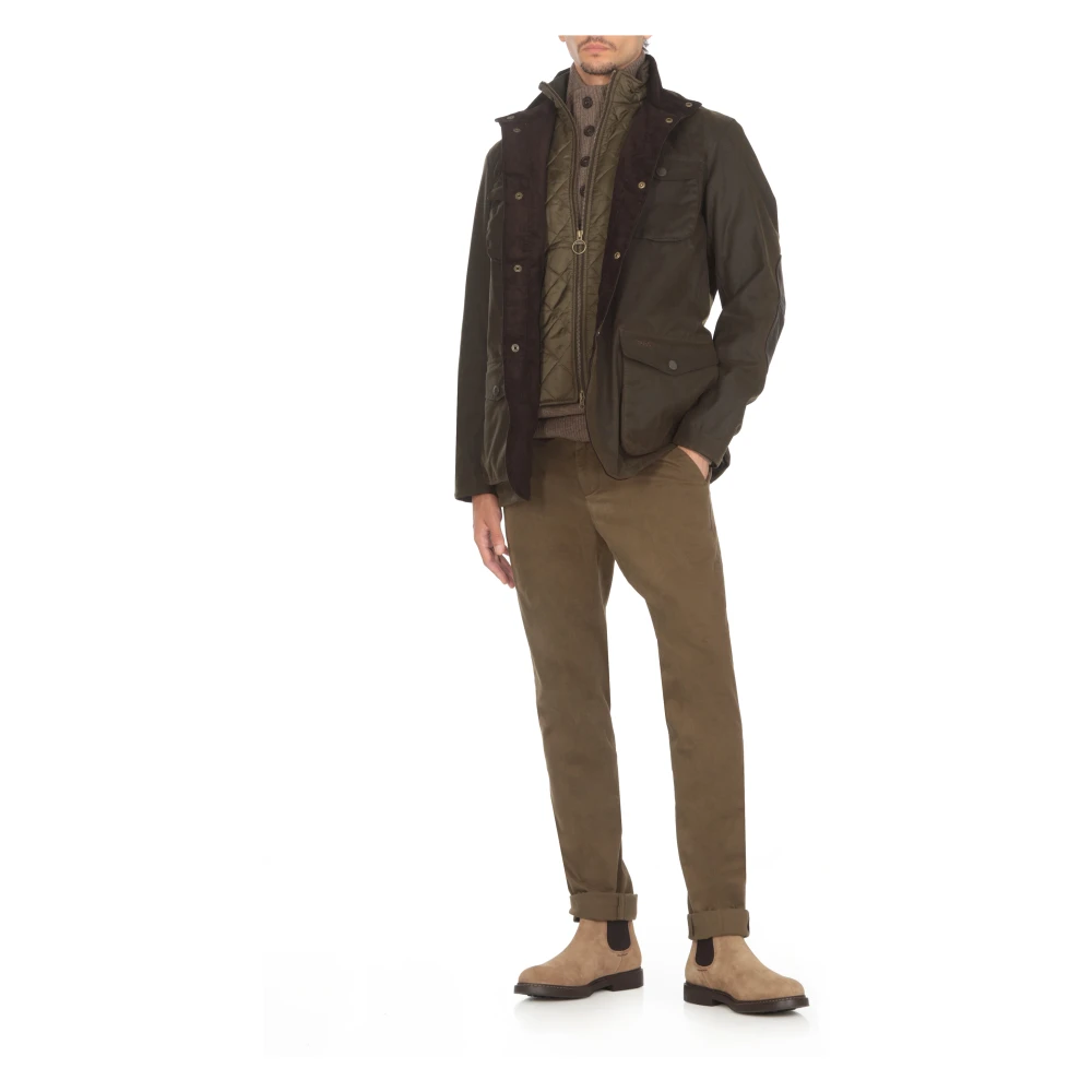 Barbour Groene Gewaxte Katoenen Jas met Hoge Kraag Green Heren