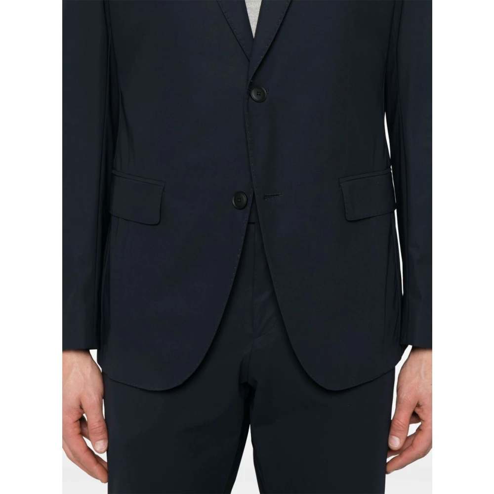 Hugo Boss Blauwe Jurk Met Voorknoopsluiting Achterventilatie Blue Heren
