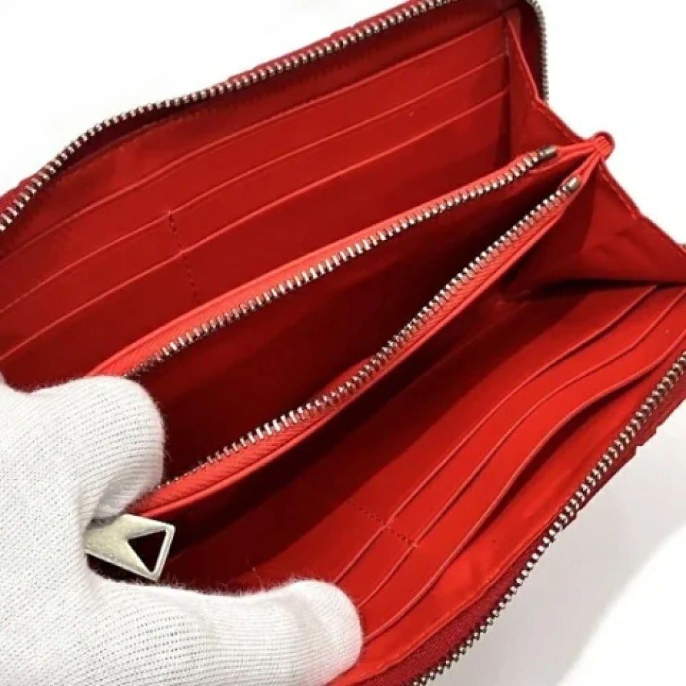 Bottega Veneta Vintage Pre-owned Cotton wallets Red Dames