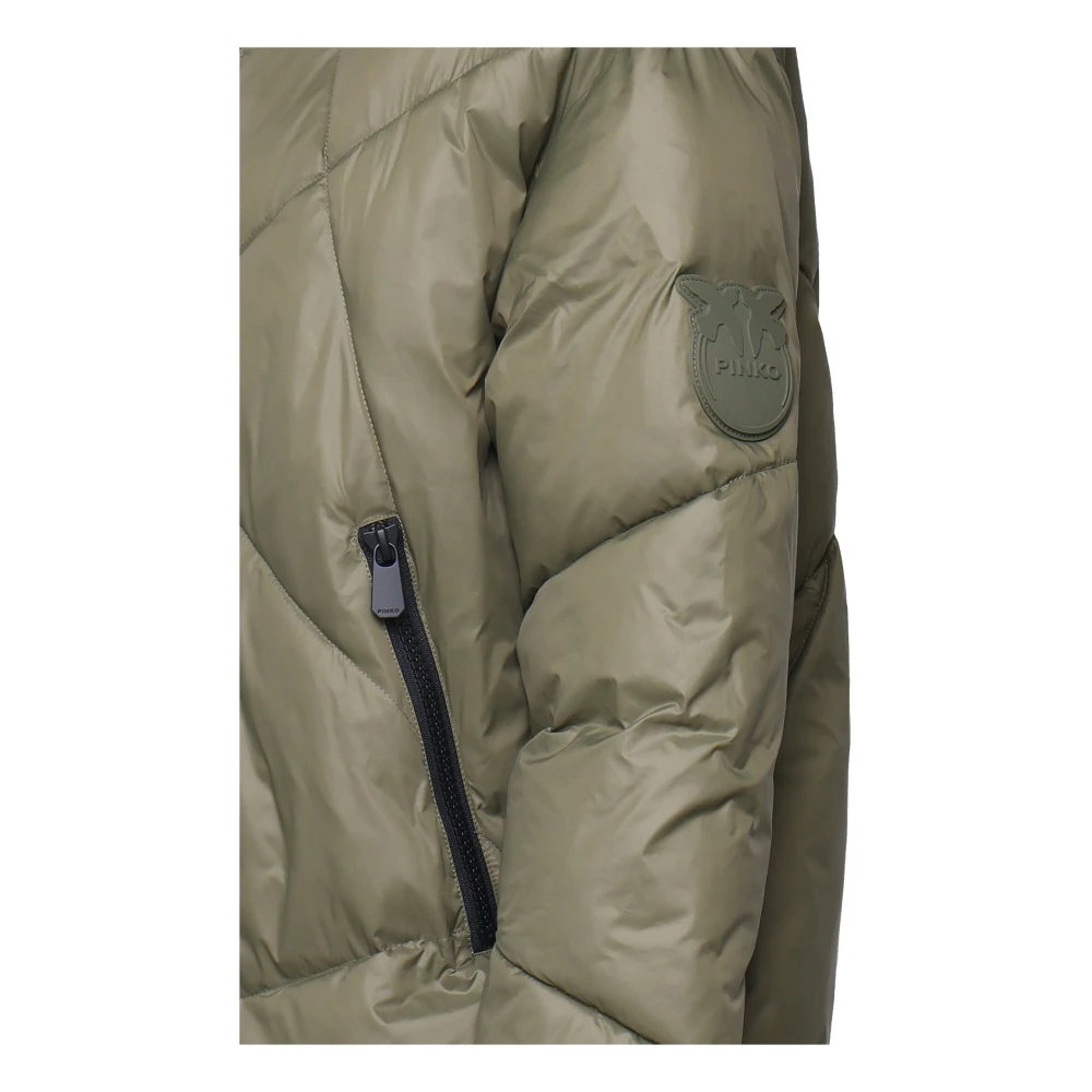pinko Groene Gewatteerde Vest met Capuchon Green Dames