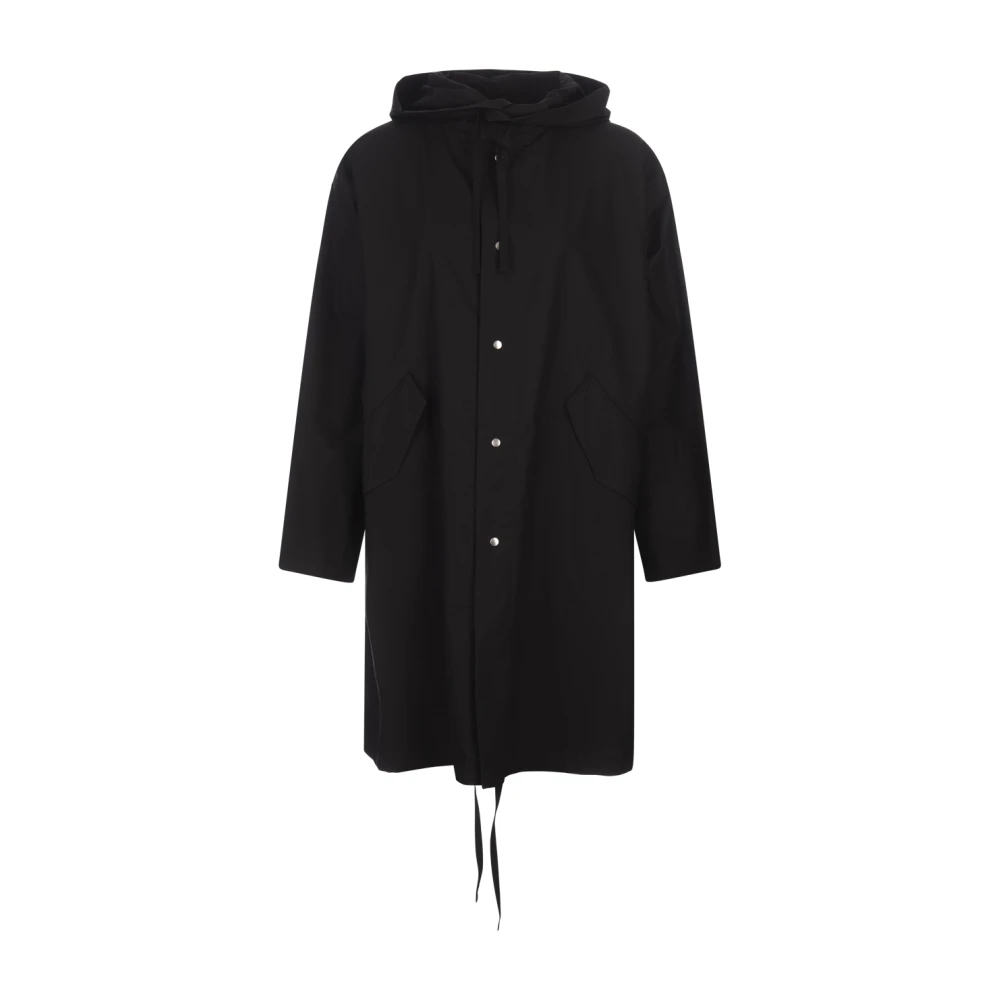 Jil Sander Zwarte Hooded Parka Jas Black Dames