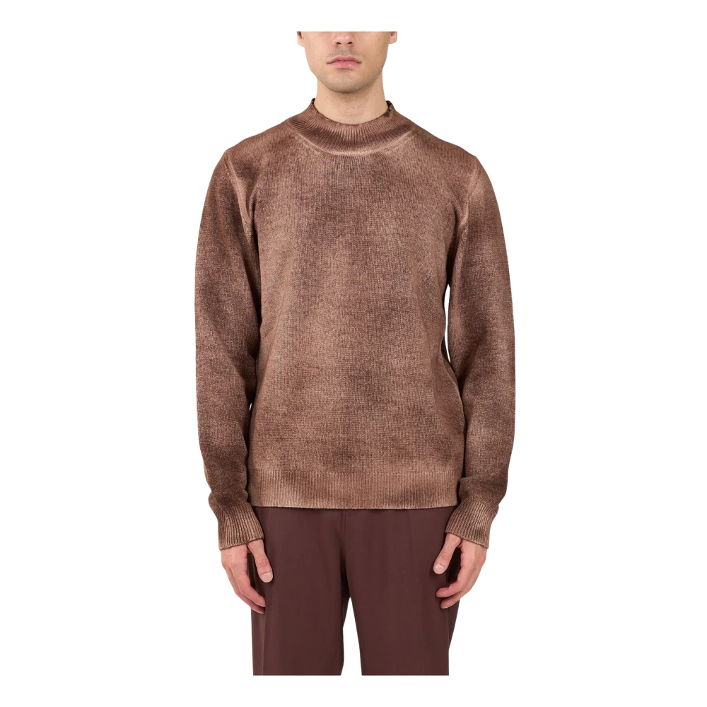 Mauro Grifoni Wolmix Half-Zip Trui Brown Heren