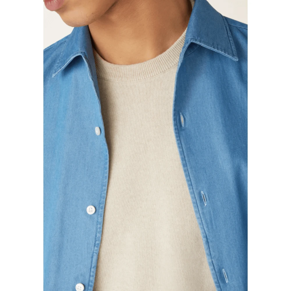 Loro Piana Blauw Katoen-Denim Vrijetijdsshirt Blue Heren