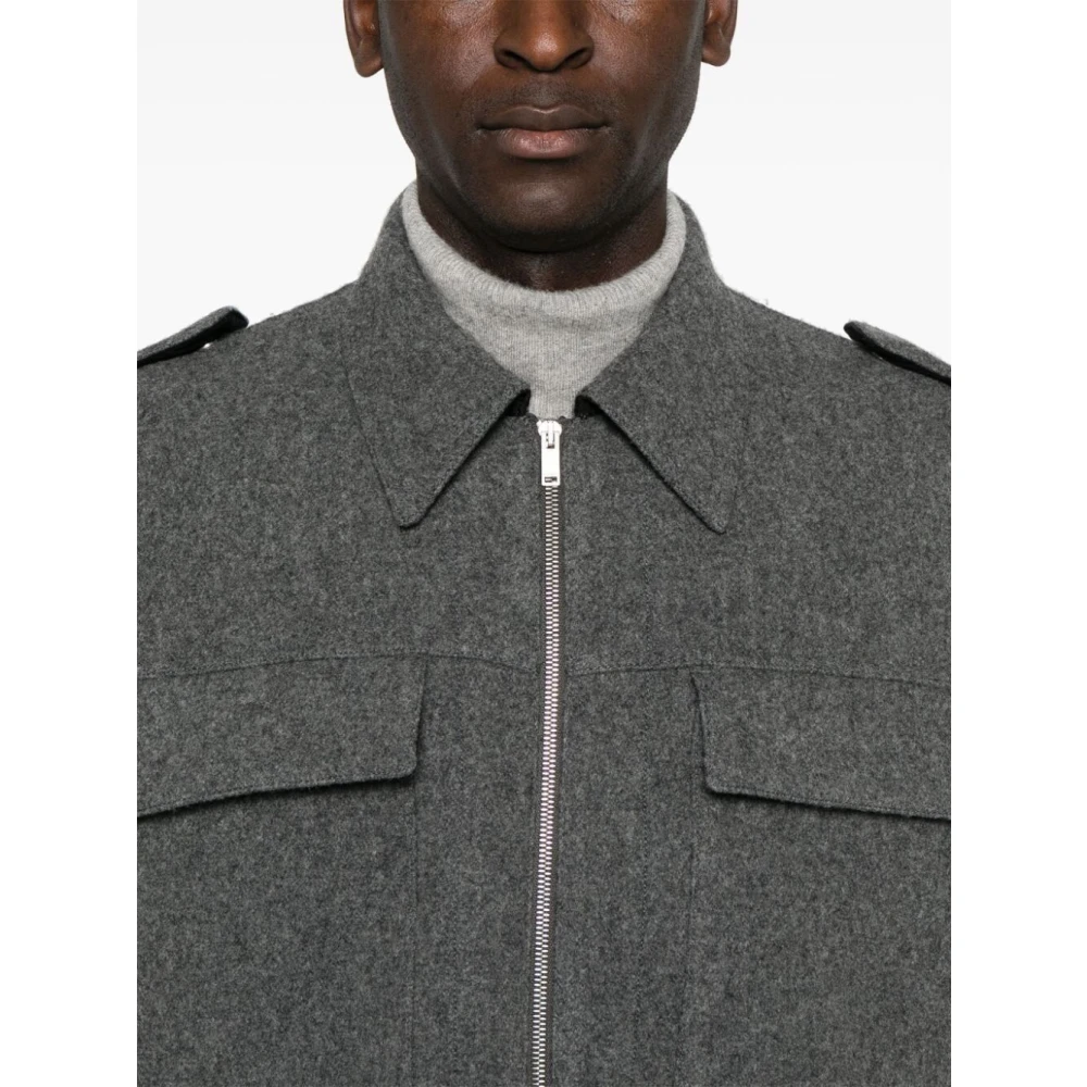 Jil Sander Flanellen Shirt Grijs Gray Heren