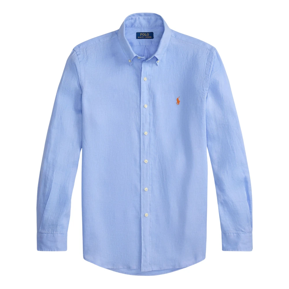 Ralph Lauren Men's Blue Button-Down Collar Logo-Embroidered Linen Shirt - Casual Shirts - 2XL - Shirts