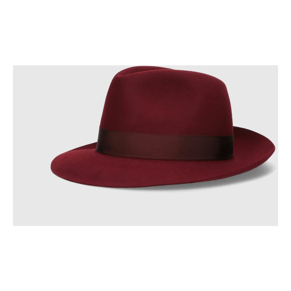 Borsalino Tijdloze vilten hoed met grosgrain lint Red Dames